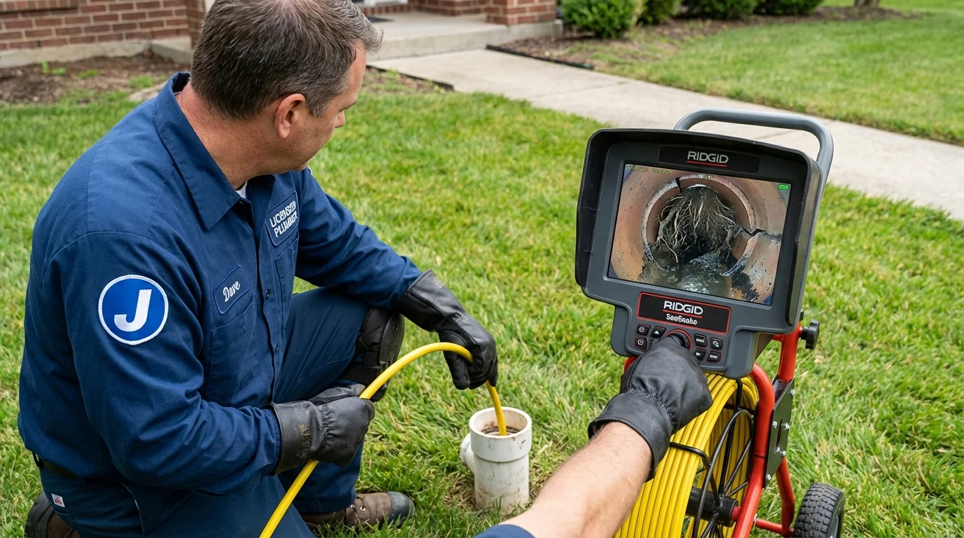 Sewer camera inspection being performed by Johns Plumbing LLC in Athol